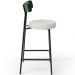Kit 05 Banquetas Baixa Bar Cozinha E Sala Jantar Milão L02 Facto Verde Linho Champagne - Lyam Decor