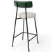 Kit 05 Banquetas Baixa Bar Cozinha E Sala Jantar Milão L02 Facto Verde Linho Champagne - Lyam Decor