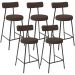Kit 05 Banquetas Baixa Bar Cozinha Sala De Jantar Em Aço Milão L02 Suede Marrom - Lyam Decor