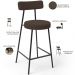Kit 05 Banquetas Baixa Bar Cozinha Sala De Jantar Em Aço Milão L02 Suede Marrom - Lyam Decor