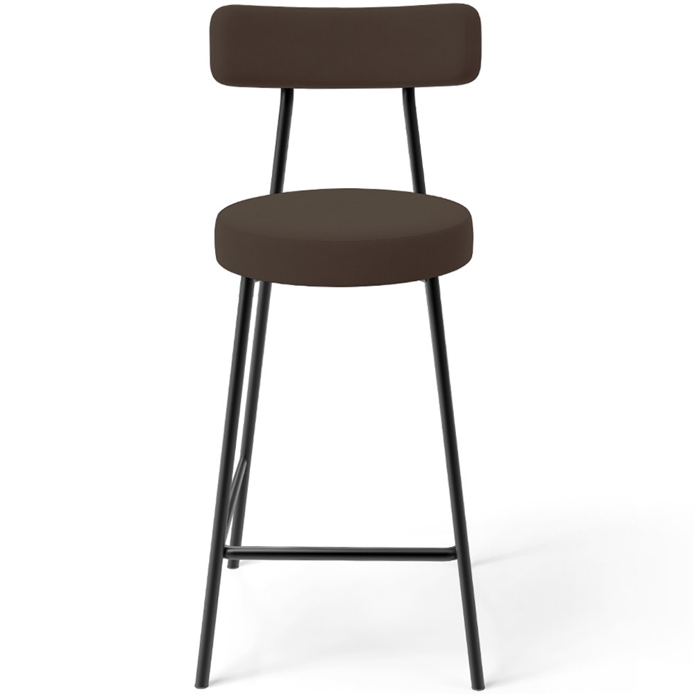 Kit 05 Banquetas Baixa Bar Cozinha Sala De Jantar Em Aço Milão L02 Suede Marrom - Lyam Decor