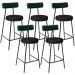 Kit 05 Banquetas Baixa Bar Cozinha Sala De Jantar Milão L02 Facto Verde Musgo Preto - Lyam Decor