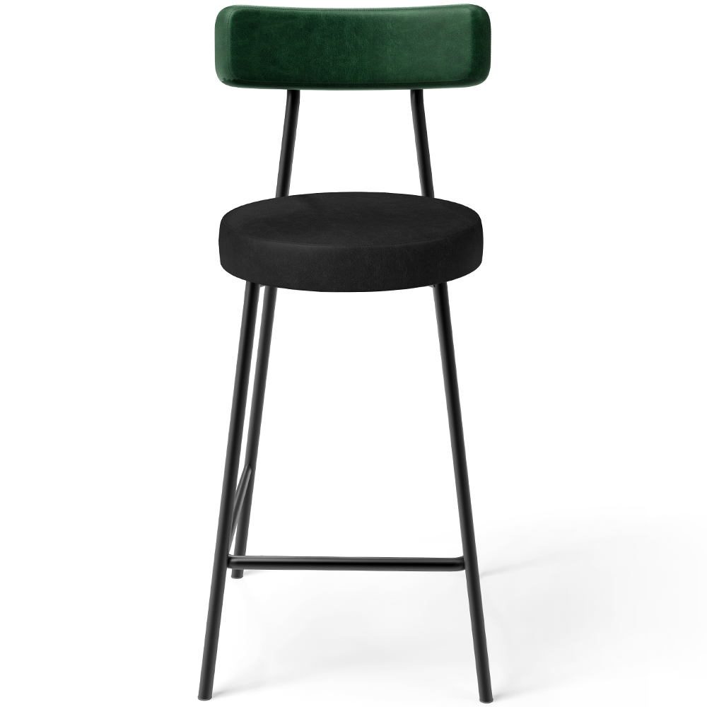 Kit 05 Banquetas Baixa Bar Cozinha Sala De Jantar Milão L02 Facto Verde Musgo Preto - Lyam Decor