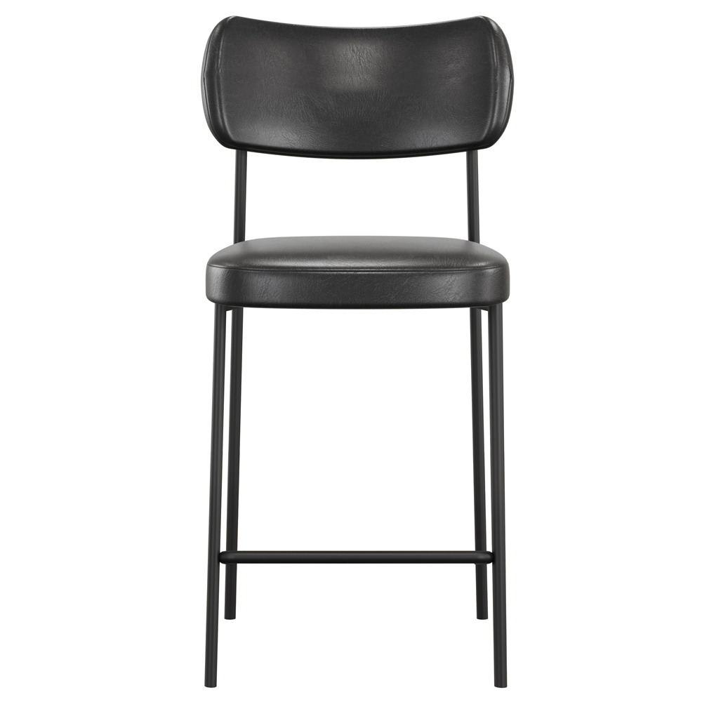 Kit 05 Banquetas Baixa Bar Cozinha Sala De Jantar Preto Elira L02 Couríssimo Preto - Lyam Decor