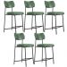 Kit 05 Banquetas Baixa Bar Cozinha Sala De Jantar Preto Elira L02 Couríssimo Verde - Lyam Decor