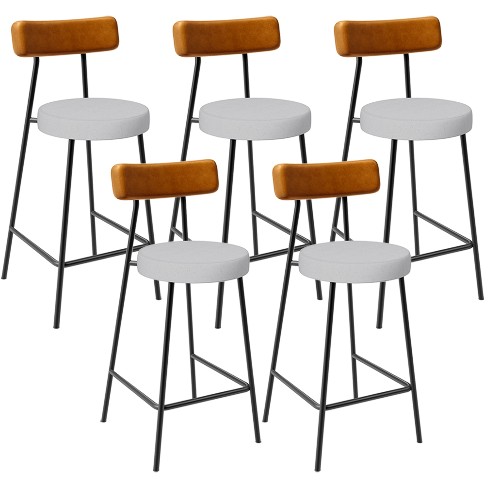 Kit 05 Banquetas Baixa Cozinha E Sala Jantar Bancada Milão L02 Couríssimo Whisky Cinza - Lyam Decor
