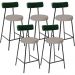 Kit 05 Banquetas Baixa Cozinha E Sala Jantar Bancada Milão L02 Facto Verde Linho Bege - Lyam Decor