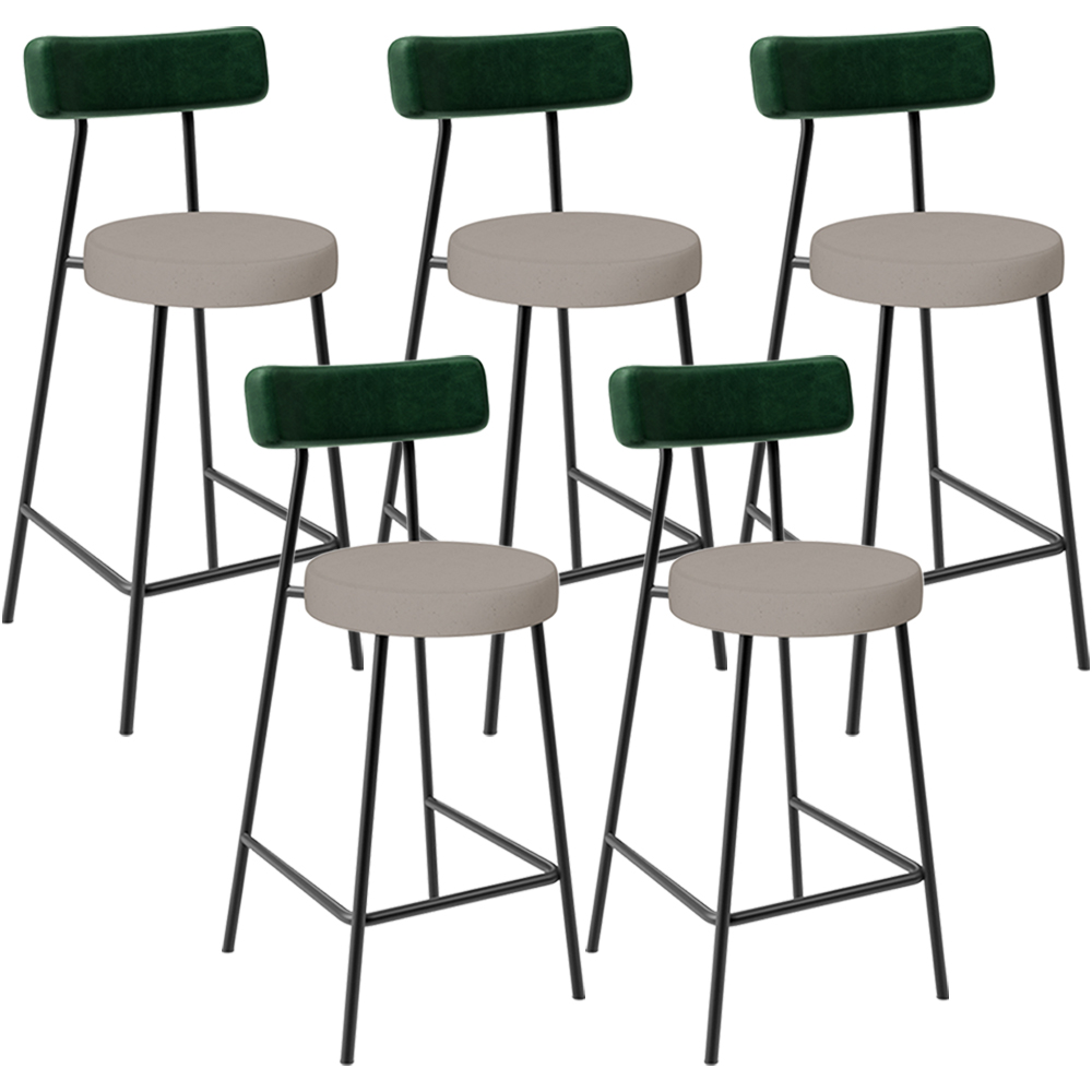 Kit 05 Banquetas Baixa Cozinha E Sala Jantar Bancada Milão L02 Facto Verde Linho Bege - Lyam Decor