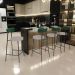 Kit 05 Banquetas Baixa Cozinha E Sala Jantar Bancada Milão L02 Facto Verde Linho Bege - Lyam Decor