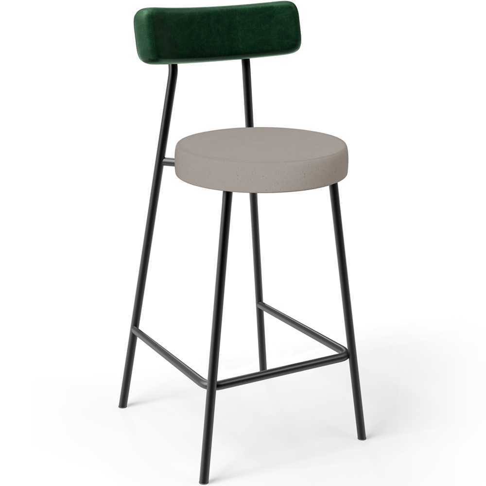 Kit 05 Banquetas Baixa Cozinha E Sala Jantar Bancada Milão L02 Facto Verde Linho Bege - Lyam Decor