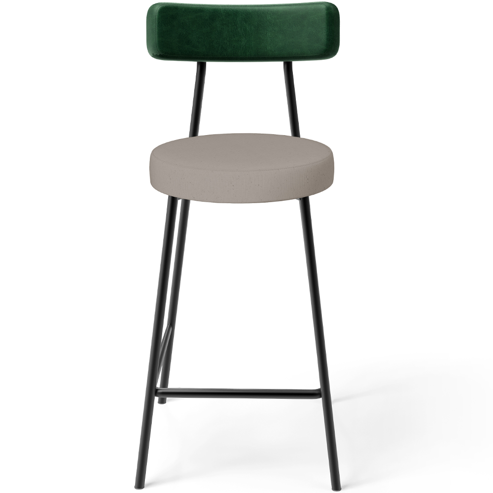 Kit 05 Banquetas Baixa Cozinha E Sala Jantar Bancada Milão L02 Facto Verde Linho Bege - Lyam Decor