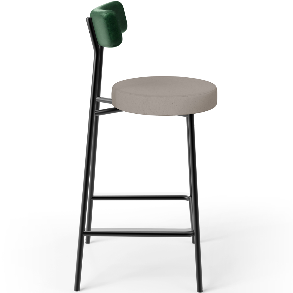 Kit 05 Banquetas Baixa Cozinha E Sala Jantar Bancada Milão L02 Facto Verde Linho Bege - Lyam Decor