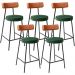 Kit 05 Banquetas Baixa Cozinha Sala Jantar Bancada Milão L02 Couríssimo Camel Verde - Lyam Decor