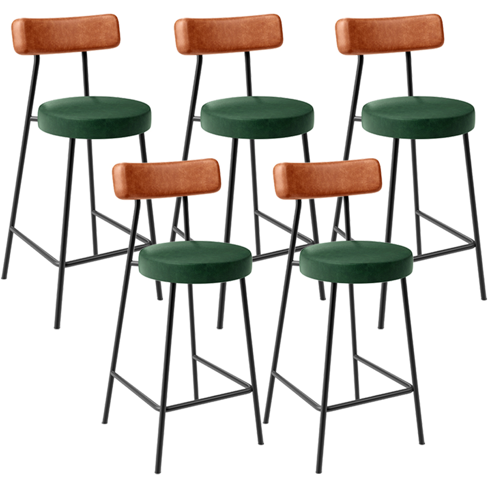 Kit 05 Banquetas Baixa Cozinha Sala Jantar Bancada Milão L02 Couríssimo Camel Verde - Lyam Decor