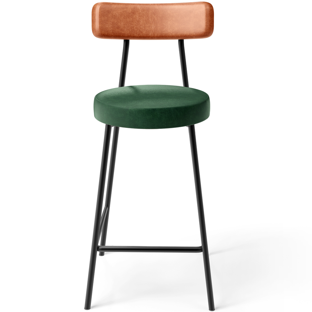 Kit 05 Banquetas Baixa Cozinha Sala Jantar Bancada Milão L02 Couríssimo Camel Verde - Lyam Decor
