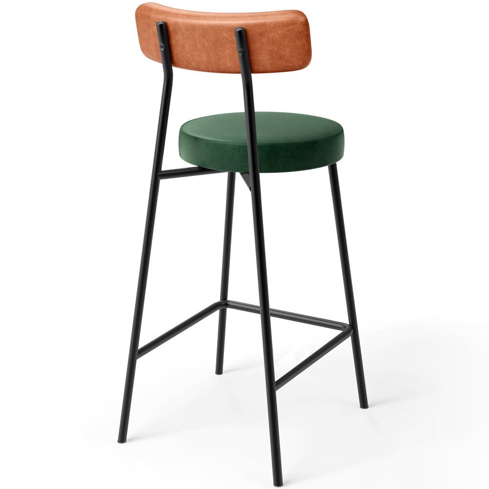 Kit 05 Banquetas Baixa Cozinha Sala Jantar Bancada Milão L02 Couríssimo Camel Verde - Lyam Decor