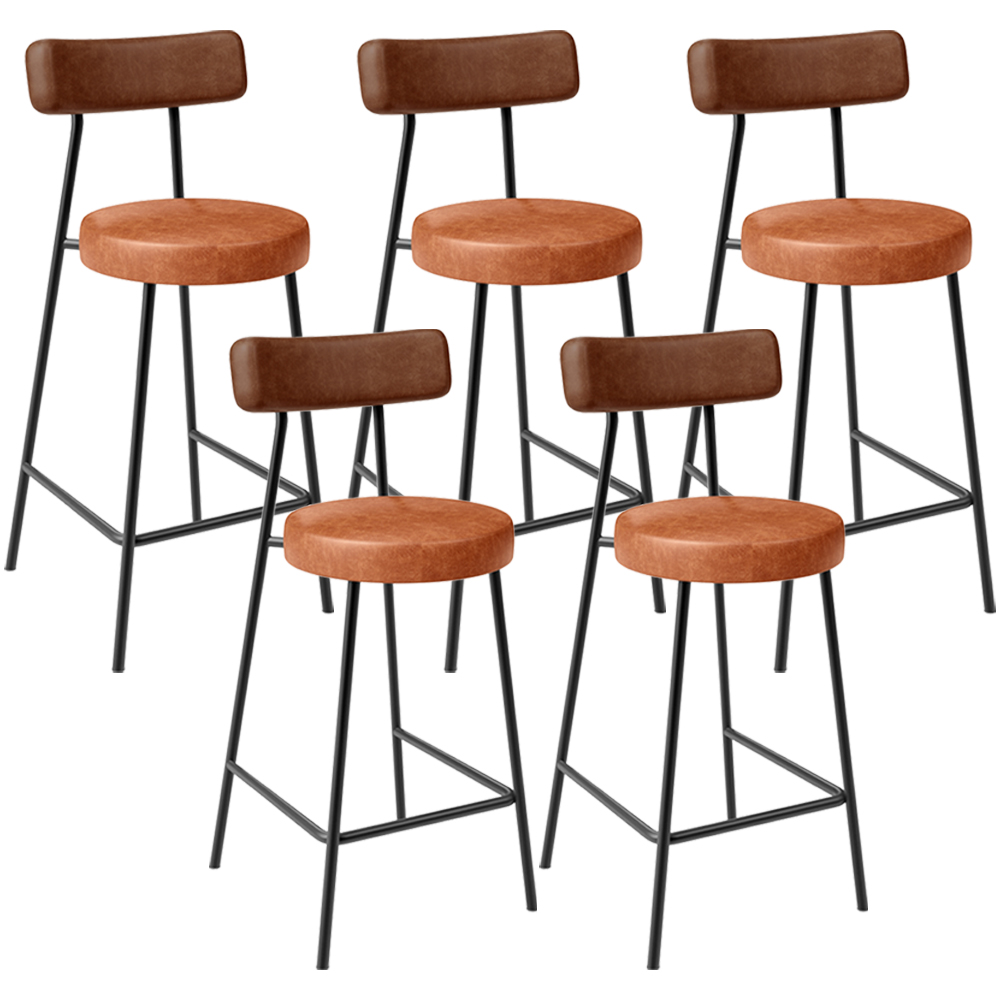 Kit 05 Banquetas Baixa Cozinha Sala Jantar Bancada Milão L02 Couríssimo Marrom Camel  - Lyam Decor