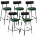Kit 05 Banquetas Baixa Cozinha Sala Jantar Bancada Milão L02 Couríssimo Preto Verde - Lyam Decor