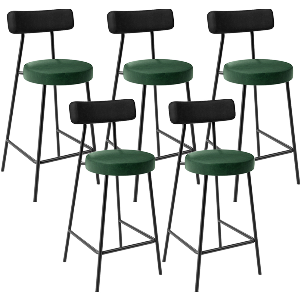 Kit 05 Banquetas Baixa Cozinha Sala Jantar Bancada Milão L02 Couríssimo Preto Verde - Lyam Decor