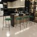 Kit 05 Banquetas Baixa Cozinha Sala Jantar Bancada Milão L02 Couríssimo Preto Verde - Lyam Decor