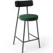 Kit 05 Banquetas Baixa Cozinha Sala Jantar Bancada Milão L02 Couríssimo Preto Verde - Lyam Decor
