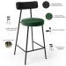 Kit 05 Banquetas Baixa Cozinha Sala Jantar Bancada Milão L02 Couríssimo Preto Verde - Lyam Decor