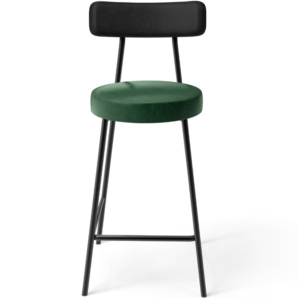Kit 05 Banquetas Baixa Cozinha Sala Jantar Bancada Milão L02 Couríssimo Preto Verde - Lyam Decor