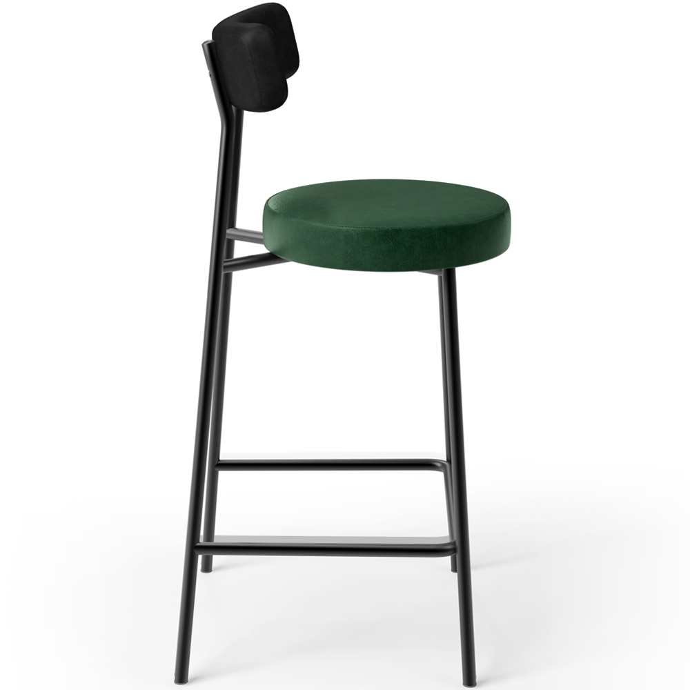 Kit 05 Banquetas Baixa Cozinha Sala Jantar Bancada Milão L02 Couríssimo Preto Verde - Lyam Decor