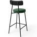 Kit 05 Banquetas Baixa Cozinha Sala Jantar Bancada Milão L02 Couríssimo Preto Verde - Lyam Decor