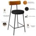 Kit 05 Banquetas Baixa Cozinha Sala Jantar Bancada Milão L02 Couríssimo Whisky Preto - Lyam Decor