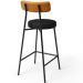 Kit 05 Banquetas Baixa Cozinha Sala Jantar Bancada Milão L02 Couríssimo Whisky Preto - Lyam Decor