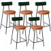 Kit 05 Banquetas Baixa Cozinha Sala Jantar Bancada Milão L02 Facto Verde Camel  - Lyam Decor