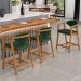Kit 05 Banquetas Baixa Cozinha Sala de Jantar Bancada Cecília L02 Couríssimo Verde Musgo Lyam Decor