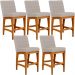 Kit 05 Banquetas Baixa Para Cozinha Bancada Bar Sala Jantar Fixa Mila L02 Linho Bege - Lyam Decor