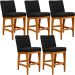 Kit 05 Banquetas Baixa Para Cozinha Bancada Bar Sala Jantar Fixa Mila L02 Linho Chumbo - Lyam Decor