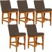 Kit 05 Banquetas Baixa Para Cozinha Bancada Bar Sala Jantar Fixa Mila L02 Suede Marrom - Lyam Decor