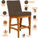 Kit 05 Banquetas Baixa Para Cozinha Bancada Bar Sala Jantar Fixa Mila L02 Suede Marrom - Lyam Decor