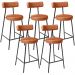 Kit 05 Banquetas Baixa Para Cozinha Sala De Jantar Bancada Milão L02 Couríssimo Camel - Lyam Decor