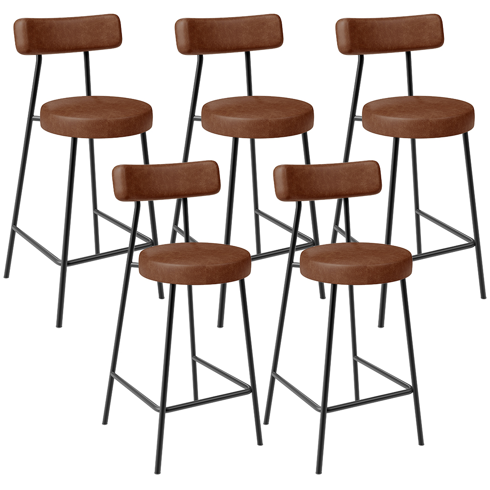 Kit 05 Banquetas Baixa Para Cozinha Sala De Jantar Bancada Milão L02 Couríssimo Marrom - Lyam Decor