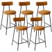 Kit 05 Banquetas Baixa Para Cozinha Sala De Jantar Bancada Milão L02 Couríssimo Whisky - Lyam Decor