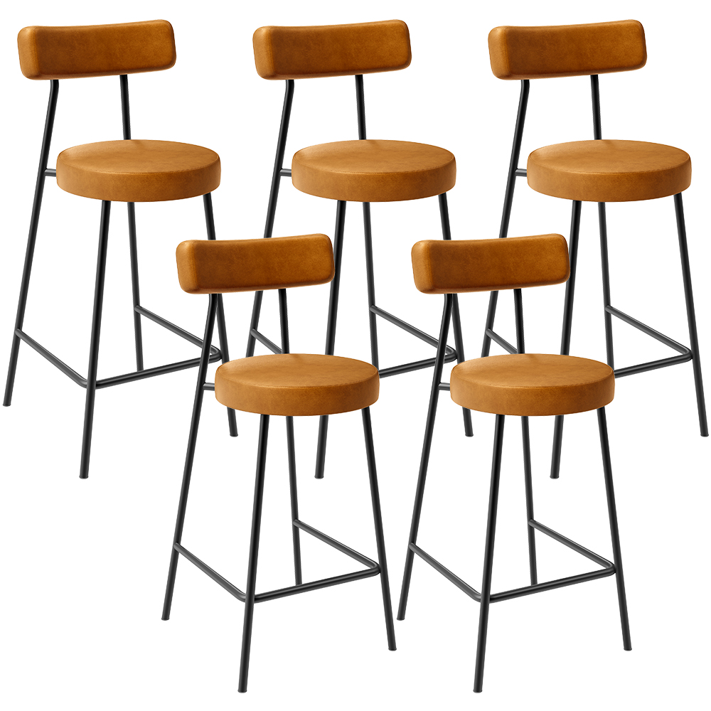Kit 05 Banquetas Baixa Para Cozinha Sala De Jantar Bancada Milão L02 Couríssimo Whisky - Lyam Decor