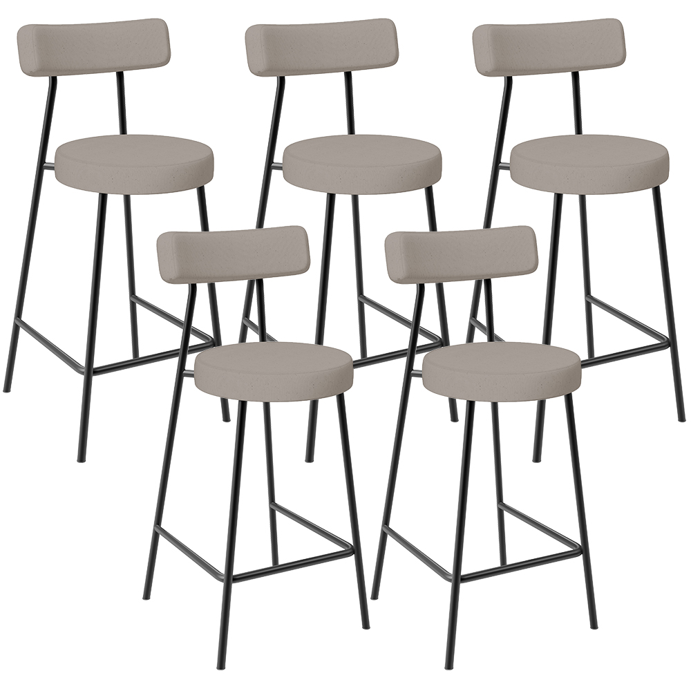 Kit 05 Banquetas Baixa Para Cozinha Sala De Jantar Bancada Milão L02 Linho Bege - Lyam Decor