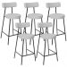 Kit 05 Banquetas Baixa Para Cozinha Sala De Jantar Bancada Milão L02 Linho Cinza - Lyam Decor