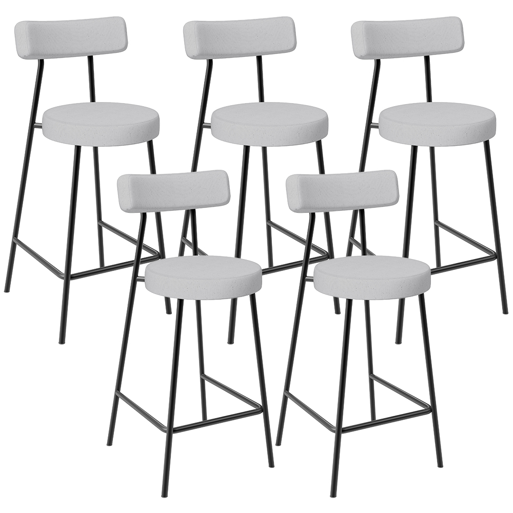 Kit 05 Banquetas Baixa Para Cozinha Sala De Jantar Bancada Milão L02 Linho Cinza - Lyam Decor