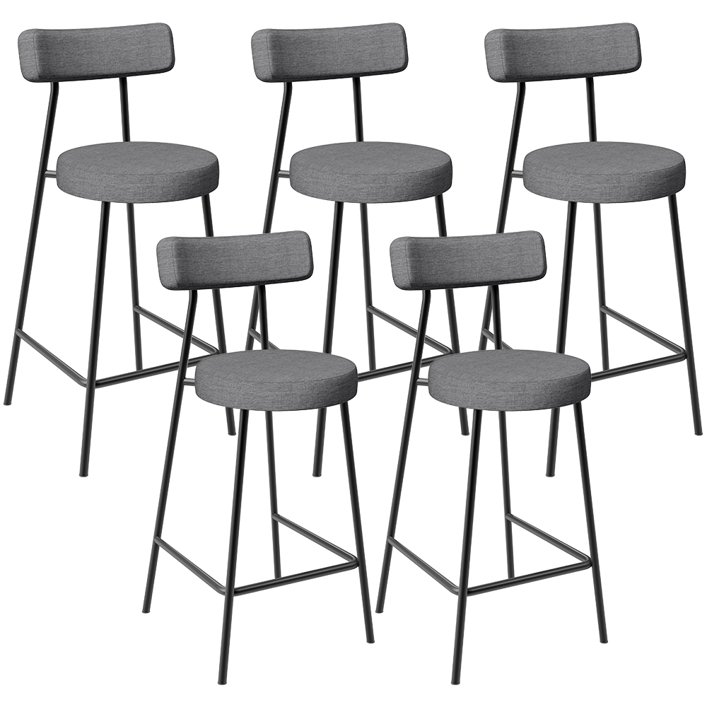 Kit 05 Banquetas Baixa Para Cozinha Sala De Jantar Bancada Milão L02 Linho Cinza Escuro - Lyam Decor