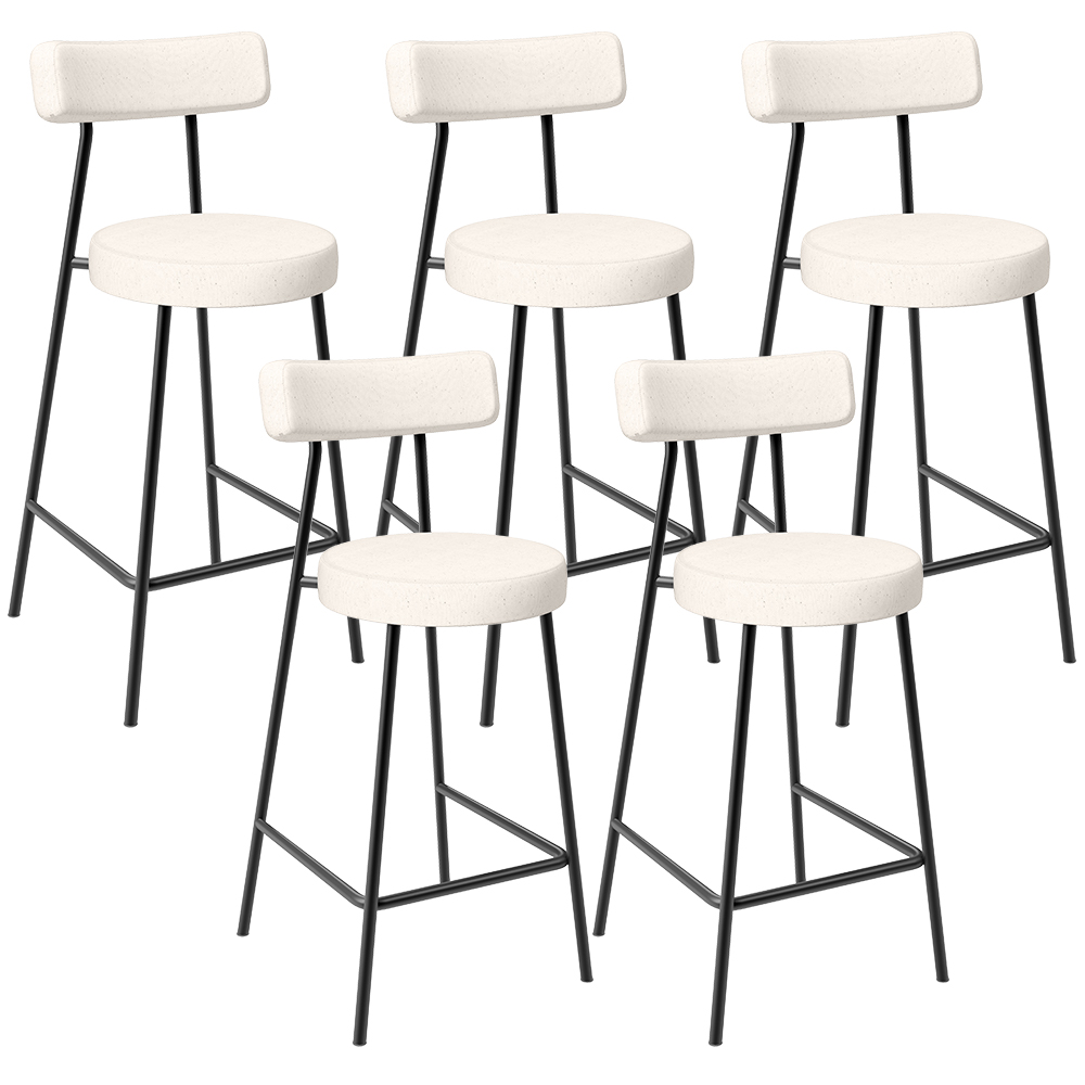 Kit 05 Banquetas Baixa Para Cozinha Sala De Jantar Bancada Milão L02 Linho Cru - Lyam Decor