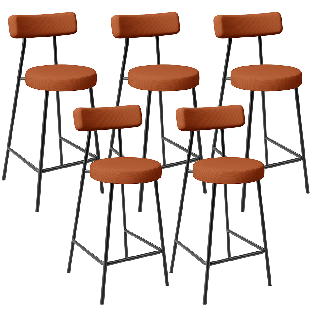 Kit 05 Banquetas Baixa Para Cozinha Sala De Jantar Bancada Milão L02 Tecido Terracota - Lyam Decor