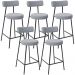 Kit 05 Banquetas Baixa Para Cozinha Sala De Jantar Bar Bancada Milão L02 Bouclê Cinza - Lyam Decor