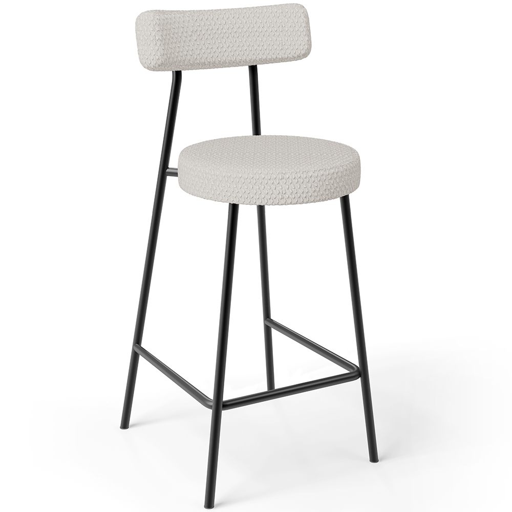Kit 05 Banquetas Baixa Para Cozinha Sala De Jantar Bar Bancada Milão L02 Bouclê Cru - Lyam Decor