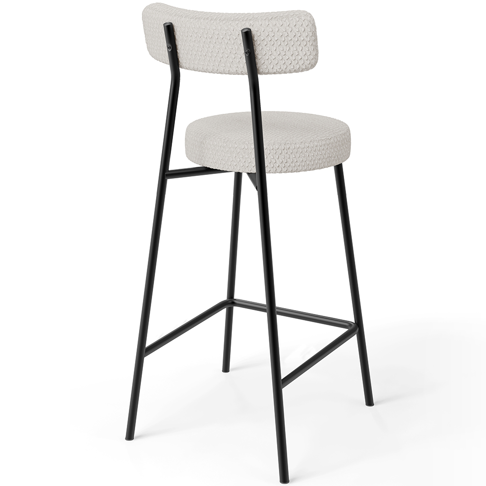 Kit 05 Banquetas Baixa Para Cozinha Sala De Jantar Bar Bancada Milão L02 Bouclê Cru - Lyam Decor